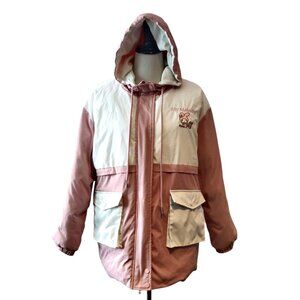Sanrio My Melody Womens Sz S Pink White Zip Hooded Cotton Down Filled Puffy Coat